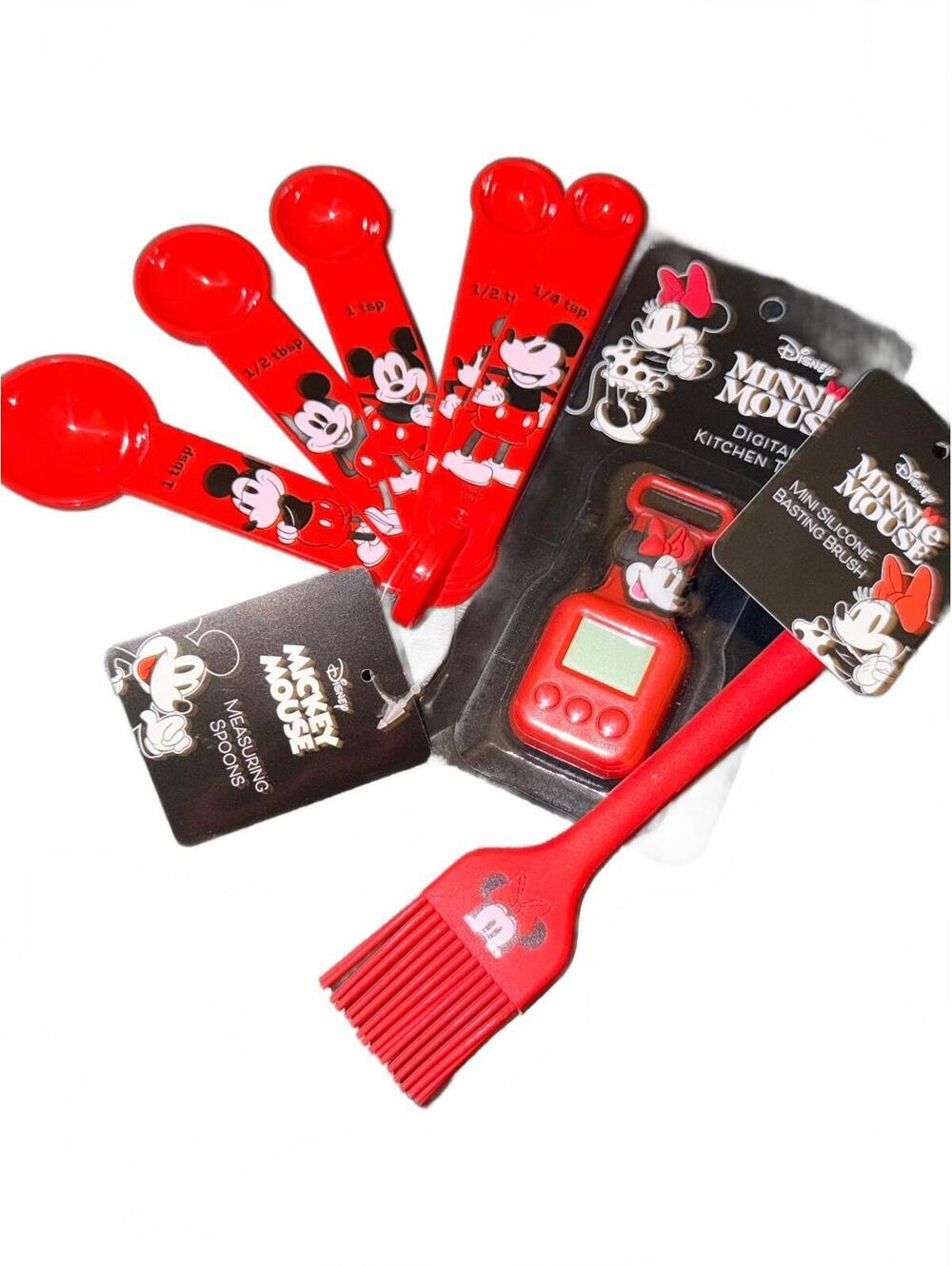 Disney Mickey Mouse Red Measuring Spoons and Kitchen Timer Set